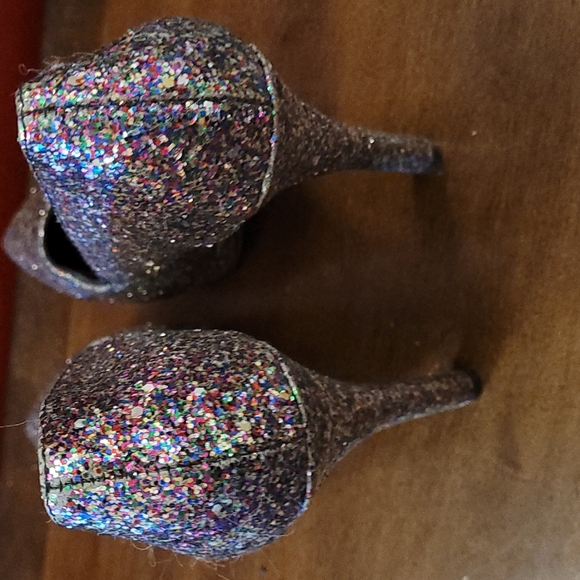 Divided High Heel Metallic Pumps Pink Purple Silver Shoes  6 - Picture 6 of 9